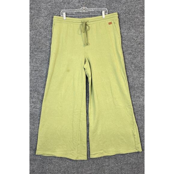 Peace Love World Pants - Peace Love World Boheme Regular French Terry Monica Wide Leg Pants Sz L Green